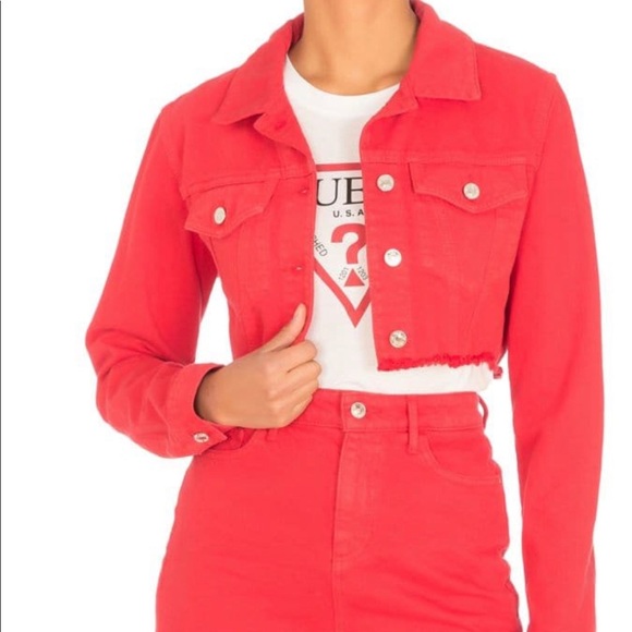 guess red denim jacket